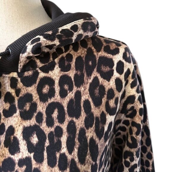 MICHAEL KORS NWT Women's Leopard Print Long Sleeve Cotton Terry Hoodie Dress Sml - Picture 6 of 16